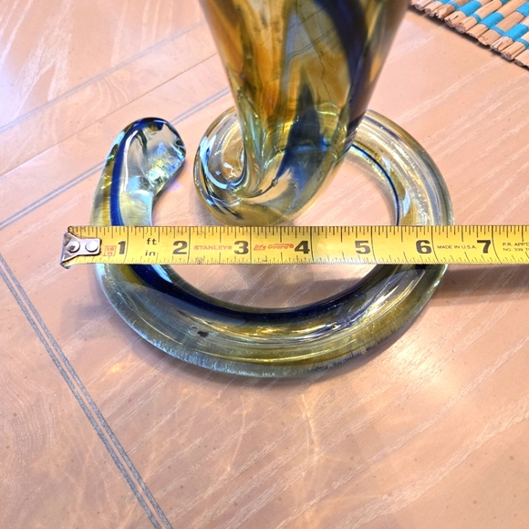 Vintage Mid-Century Free-Form Hand Blown Murano Style Swirl Glass Vase Coil Base - Picture 12 of 16